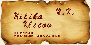 Milika Klicov vizit kartica